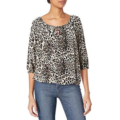 Star Vixen Damen Bauern-top mit 3/4-ärmeln, Schnürung Vorne Bluse, Grauer Gepard, 2X Star Vixen Damen Bauern-top mit 3/4-ärmeln, Schnürung Vorne Bluse, Grauer Gepard, 2X