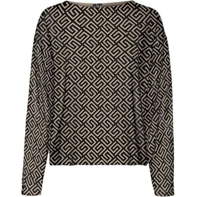 VERO MODA Damen VMPALMA LS Boatneck TOP GA JRS Langarmshirt, Black/AOP:Graphic, Small VERO MODA Damen VMPALMA LS Boatneck TOP GA JRS Langarmshirt, Black/AOP:Graphic, Small