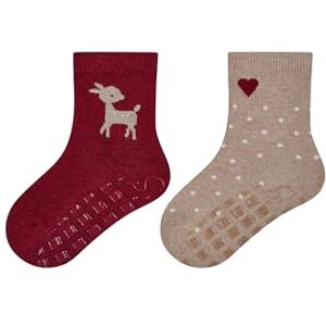 Sterntaler ABS Socken Doppelpack Mädchen – Flauschige Stoppersocken mit Innenfrottee – Rutschfeste Kinder Haussocken – dunkelrot melange, Größe 24 Sterntaler ABS Socken Doppelpack Mädchen – Flauschige Stoppersocken mit Innenfrottee – Rutschfeste Kinder Haussocken – dunkelrot melange, Größe 24