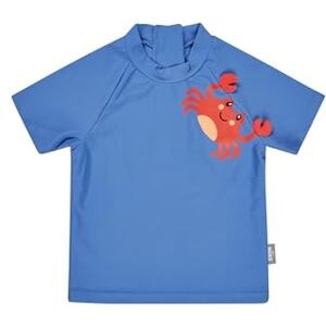 Sterntaler Badeshirt Krabbe – Baby- & Kinder-Badeshirt aus Elasthan-Bademodenstoff, Kurzarm, Krabben-Druck mit 3D-Scheren, Reißverschluss hinten, Stehkragen, UV-Schutz 50+, meerblau, Größe 104 Sterntaler Badeshirt Krabbe – Baby- & Kinder-Badeshirt aus Elasthan-Bademodenstoff, Kurzarm, Krabben-Druck mit 3D-Scheren, Reißverschluss hinten, Stehkragen, UV-Schutz 50+, meerblau, Größe 104