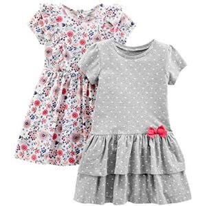 Simple Joys by Carter's Baby Mädchen Short-Sleeve and Sleeveless Dress Sets, Pack of 2 Lässiges Kleid, Grau Herzen/Weiß Floral, 2 Jahre (2er Pack) Simple Joys by Carter's Baby Mädchen Short-Sleeve and Sleeveless Dress Sets, Pack of 2 Lässiges Kleid, Grau Herzen/Weiß Floral, 2 Jahre (2er Pack)