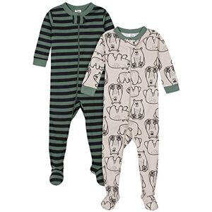 Gerber Baby-Jungen 2er-Pack Pyjamas mit Füßen, Bär grün gestreift weiß, 6 Monate Gerber Baby-Jungen 2er-Pack Pyjamas mit Füßen, Bär grün gestreift weiß, 6 Monate