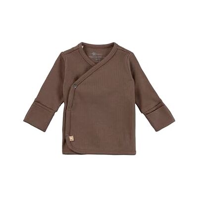 Sterntaler Babyjacke aus Jersey gerippt Unisex Wickeljacke für Babys aus weichem Baumwollmischgewebe seitlich zum Knöpfen Sommerjacke mit Umschlagbündchen am Ärmelsaum, braun, Größe 68 Sterntaler Babyjacke aus Jersey gerippt Unisex Wickeljacke für Babys aus weichem Baumwollmischgewebe seitlich zum Knöpfen Sommerjacke mit Umschlagbündchen am Ärmelsaum, braun, Größe 68
