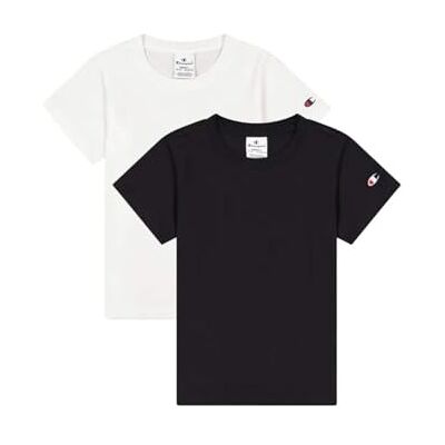 Champion T-Shirt (2 Stück) für Mädchen und Mädchen, weiß/schwarz, 11-12 Jahre Champion T-Shirt (2 Stück) für Mädchen und Mädchen, weiß/schwarz, 11-12 Jahre