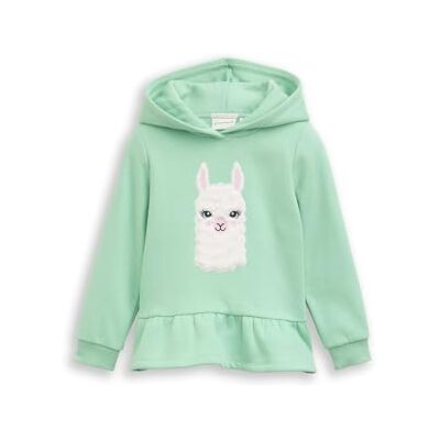 TOM TAILOR Mädchen 1047459 Kinder Hoodie Sweatshirt Mit Volant, 38249 Light Garden Green, 116-122 EU TOM TAILOR Mädchen 1047459 Kinder Hoodie Sweatshirt Mit Volant, 38249 Light Garden Green, 116-122 EU
