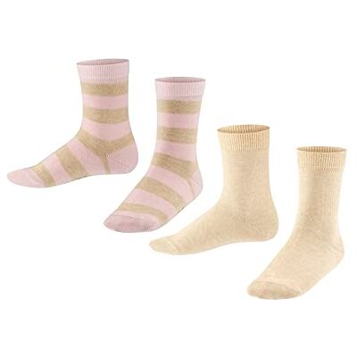 FALKE Unisex Kinder Socken Happy Stripe Multipack K So Baumwolle gemustert 2 Paar, Beige Sand Melange 4650, 31-34 FALKE Unisex Kinder Socken Happy Stripe Multipack K So Baumwolle gemustert 2 Paar, Beige Sand Melange 4650, 31-34