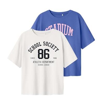 NAME IT Mädchen Nkflaisa Sh Nreg Ss Top 2P, Bright White, 122/128 cm (2er Pack) NAME IT Mädchen Nkflaisa Sh Nreg Ss Top 2P, Bright White, 122/128 cm (2er Pack)