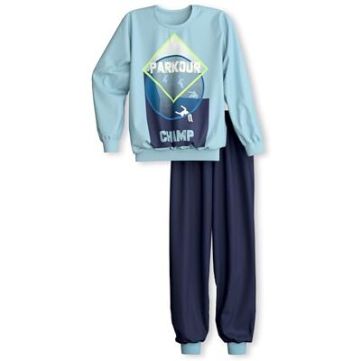 CALIDA Kids Bündchen-Pyjama, Schlafanzug Kinder, aus 100% Bio Baumwolle, hautfreundlich, pflegeleicht Cascade Blue 140-146 CALIDA Kids Bündchen-Pyjama, Schlafanzug Kinder, aus 100% Bio Baumwolle, hautfreundlich, pflegeleicht Cascade Blue 140-146