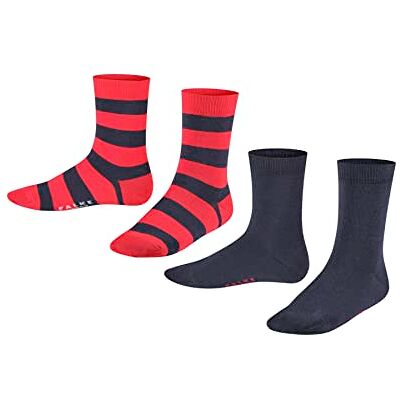 FALKE Unisex Kinder Socken Happy Stripe Multipack K So Baumwolle gemustert 2 Paar, Blau Marine 6120, 35-38 FALKE Unisex Kinder Socken Happy Stripe Multipack K So Baumwolle gemustert 2 Paar, Blau Marine 6120, 35-38
