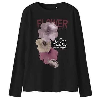 NAME IT Mädchen Nkfsaga Ls Top, Black, 134-140 NAME IT Mädchen Nkfsaga Ls Top, Black, 134-140