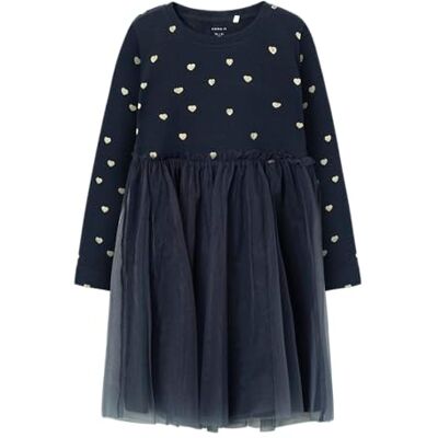 NAME IT Mädchen Nmfnadja Ls Dress Noos, Blau, 104 NAME IT Mädchen Nmfnadja Ls Dress Noos, Blau, 104