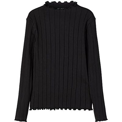 NAME IT Mädchen Nkfnoline Ls Slim Top Noos Langarmshirt, Black, 158/164 NAME IT Mädchen Nkfnoline Ls Slim Top Noos Langarmshirt, Black, 158/164