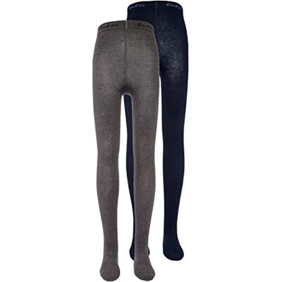 EWERS 2er-Pack Baby- & Kinderstrumpfhosen Unifarben, Doppelpack Strumpfhosen aus Baumwolle für Mädchen in Uni Farbe, Bio-Baumwolle, GOTS zertifiziert, MADE IN EUROPE, grau/navy, Größe 110 EWERS 2er-Pack Baby- & Kinderstrumpfhosen Unifarben, Doppelpack Strumpfhosen aus Baumwolle für Mädchen in Uni Farbe, Bio-Baumwolle, GOTS zertifiziert, MADE IN EUROPE, grau/navy, Größe 110