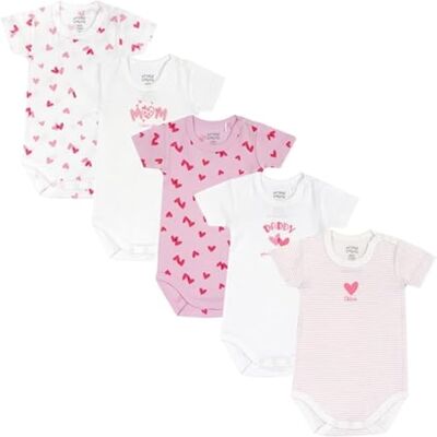 Chicco , Body für Neugeborene, Set aus 5 Kurzarm-Bodys aus 100% Baumwolle, Baby Jungen und Mädchen 0-24 Monate, Designed in Italy Chicco , Body für Neugeborene, Set aus 5 Kurzarm-Bodys aus 100% Baumwolle, Baby Jungen und Mädchen 0-24 Monate, Designed in Italy