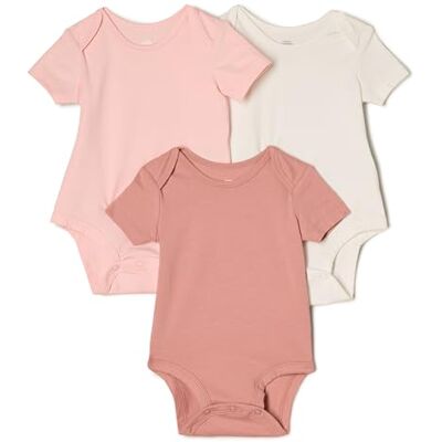 Amazon Essentials x Sofia Grainge Unisex Baby Kurzärmliger Bodysuit mit Rundhalsausschnitt, 3er-Pack, Elfenbein/Rosa/Terrakotta, 0 Monate Amazon Essentials x Sofia Grainge Unisex Baby Kurzärmliger Bodysuit mit Rundhalsausschnitt, 3er-Pack, Elfenbein/Rosa/Terrakotta, 0 Monate