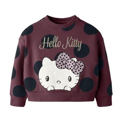 NAME IT Mädchen Nmfobsina Hellok Nreg Sweat Bru Sky, Burgundy, 104 NAME IT Mädchen Nmfobsina Hellok Nreg Sweat Bru Sky, Burgundy, 104