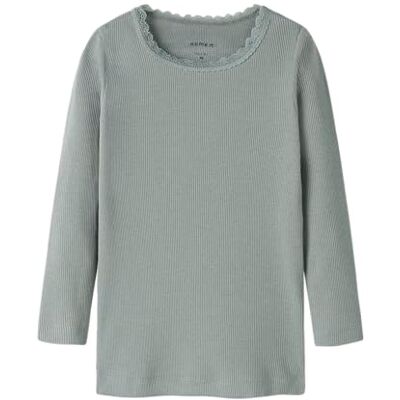 NAME IT Mädchen Nmfkab Ls Top Noos T Shirt 13198042,Slate Gray,104 NAME IT Mädchen Nmfkab Ls Top Noos T Shirt 13198042,Slate Gray,104