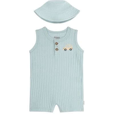HUGGIES Romper and Hat Set Baby Boy Green HUGGIES Romper and Hat Set Baby Boy Green