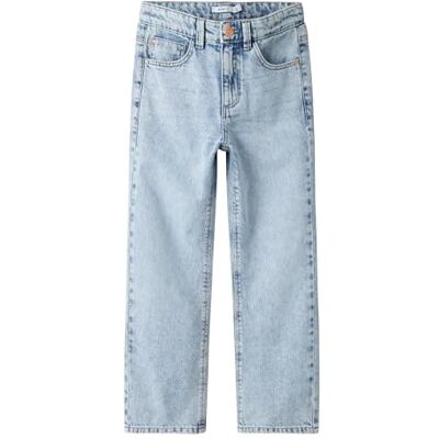 NAME IT Mädchen Girl Fit Nkfrose Hw Straight Jeans 9222-Be Noos, Light Blue Bleached Denim, 128 EU NAME IT Mädchen Girl Fit Nkfrose Hw Straight Jeans 9222-Be Noos, Light Blue Bleached Denim, 128 EU