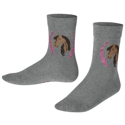 FALKE Unisex Kinder Socken Horse K So Baumwolle gemustert 1 Paar, Grau Light Grey Melange 3390, 31-34 FALKE Unisex Kinder Socken Horse K So Baumwolle gemustert 1 Paar, Grau Light Grey Melange 3390, 31-34