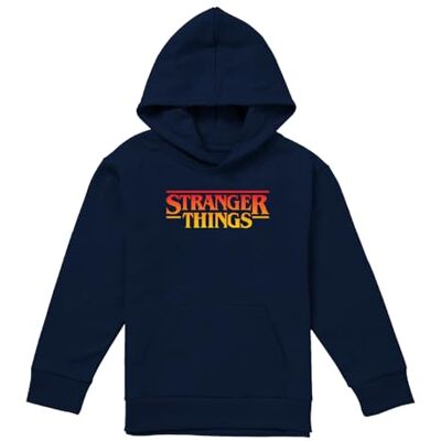 Stranger Things Sunset Pixel Logo Youth Kids Boy/Girls Pull-Over Hoodie, Navy, 9-11 Stranger Things Sunset Pixel Logo Youth Kids Boy/Girls Pull-Over Hoodie, Navy, 9-11