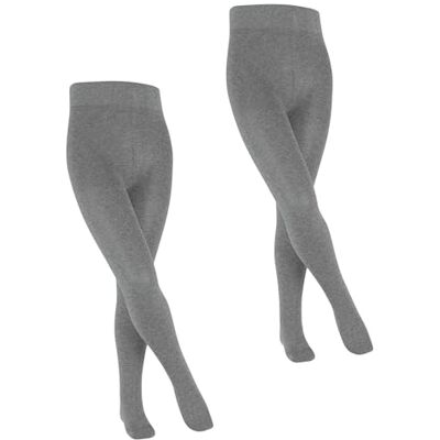 FALKE Unisex Kinder Strumpfhose Family Multipack K Ti Baumwolle dick einfarbig 2 Stück, Grau Light Grey Melange 3390, 152-164 FALKE Unisex Kinder Strumpfhose Family Multipack K Ti Baumwolle dick einfarbig 2 Stück, Grau Light Grey Melange 3390, 152-164