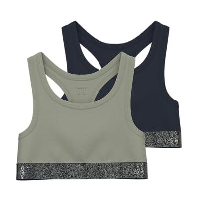 NAME IT Mädchen Nkfshort Top 2p Noos Bustier, Seagrass, 158-164 EU NAME IT Mädchen Nkfshort Top 2p Noos Bustier, Seagrass, 158-164 EU