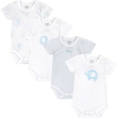 Chicco , Baby-Body für Jungen, 4er-Set Kurzarm-Bodys aus 100% Baumwolle, Bekleidung 0–24 Monate, Designed in Italy Chicco , Baby-Body für Jungen, 4er-Set Kurzarm-Bodys aus 100% Baumwolle, Bekleidung 0–24 Monate, Designed in Italy