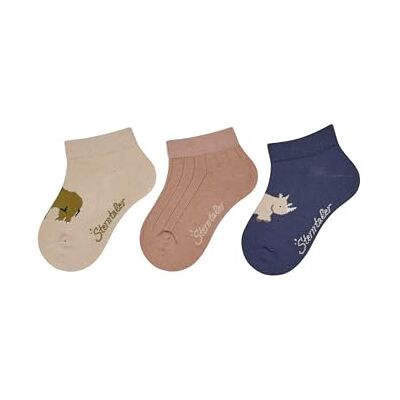 Sterntaler Sneaker Socken 3er Pack Elefant – Baby- und Kindersocken mit Elefant- und Nashorn-Motiv, Rippenstruktur, Baumwoll-Mix, Beige, Größe 34 Sterntaler Sneaker Socken 3er Pack Elefant – Baby- und Kindersocken mit Elefant- und Nashorn-Motiv, Rippenstruktur, Baumwoll-Mix, Beige, Größe 34