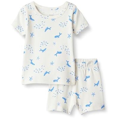 Amazon Essentials x Sofia Grainge Unisex Kinder Pyjama-Set, eng anliegend, mit kurzen Ärmeln, 2er-Pack, Elfenbeinwale, 18 Monate Amazon Essentials x Sofia Grainge Unisex Kinder Pyjama-Set, eng anliegend, mit kurzen Ärmeln, 2er-Pack, Elfenbeinwale, 18 Monate