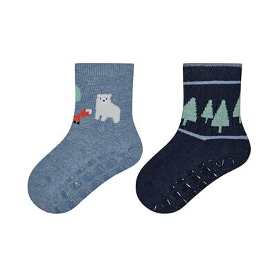 Sterntaler ABS Socken Doppelpack Jungen – Flauschige Stoppersocken mit Innenfrottee – Bequeme Baby- und Kinderstrümpfe mit Wald Motiv – blau, Größe 26 Sterntaler ABS Socken Doppelpack Jungen – Flauschige Stoppersocken mit Innenfrottee – Bequeme Baby- und Kinderstrümpfe mit Wald Motiv – blau, Größe 26