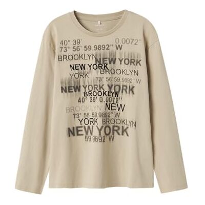 NAME IT Jungen Nkmnorth Ls Nreg Top Box, Island Fossil, 122/128 cm NAME IT Jungen Nkmnorth Ls Nreg Top Box, Island Fossil, 122/128 cm