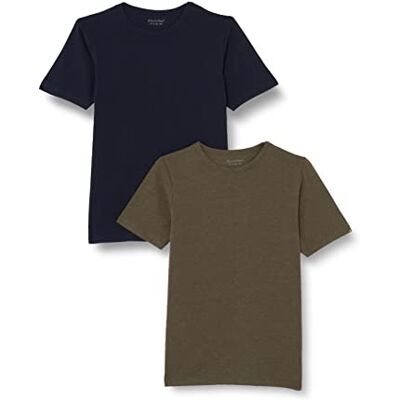 MINYMO Unisex Kinder Basic 32 -T-Shirt (2-Pack), Khaki, 152 EU MINYMO Unisex Kinder Basic 32 -T-Shirt (2-Pack), Khaki, 152 EU