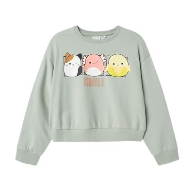 NAME IT Mädchen Nkfmomira Squish RLX Short Sweat Unb Bfu, Aqua Gray, 122-128 EU NAME IT Mädchen Nkfmomira Squish RLX Short Sweat Unb Bfu, Aqua Gray, 122-128 EU