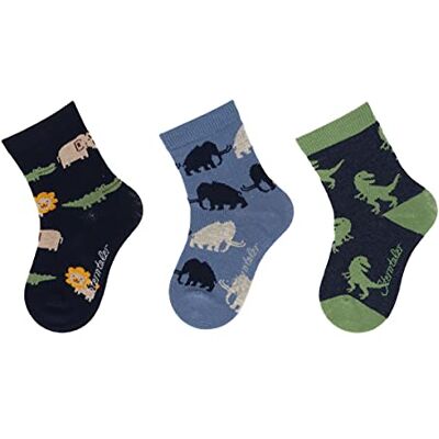Sterntaler Baby-Söckchen 3er-Pack mit niedlichen Mammut-, Safari- und Dino-Motiven, anschmiegsam und weich, aus Baumwollmischung – Marine, Größe 30 Sterntaler Baby-Söckchen 3er-Pack mit niedlichen Mammut-, Safari- und Dino-Motiven, anschmiegsam und weich, aus Baumwollmischung – Marine, Größe 30