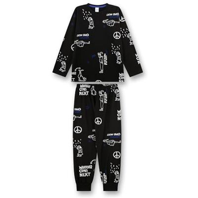Sanetta Jungen 245916 Pyjamaset, Schwarz, 128 EU Sanetta Jungen 245916 Pyjamaset, Schwarz, 128 EU
