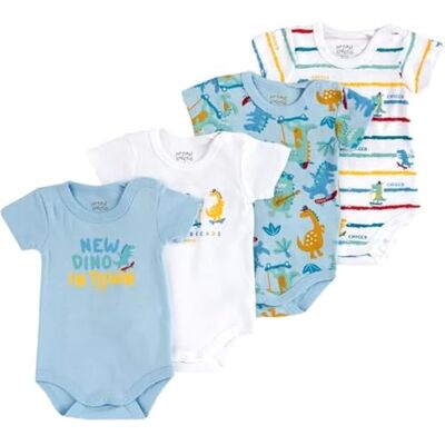 Chicco , Baby-Body für Jungen, 4er-Set Kurzarm-Bodys aus 100% Baumwolle, Bekleidung 0–24 Monate, Designed in Italy Chicco , Baby-Body für Jungen, 4er-Set Kurzarm-Bodys aus 100% Baumwolle, Bekleidung 0–24 Monate, Designed in Italy