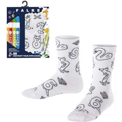 FALKE Unisex kinder Socken Paint Your Own Socks K So Baumwolle gemustert 1 Paar, Weiß White 2000, 27-30 FALKE Unisex kinder Socken Paint Your Own Socks K So Baumwolle gemustert 1 Paar, Weiß White 2000, 27-30