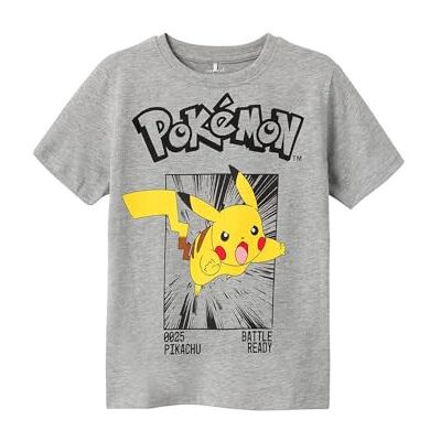 NAME IT Jungen Nkmnoisi Pokemon Ss Top Noos Bfu, Grey Melange, 122-128 NAME IT Jungen Nkmnoisi Pokemon Ss Top Noos Bfu, Grey Melange, 122-128