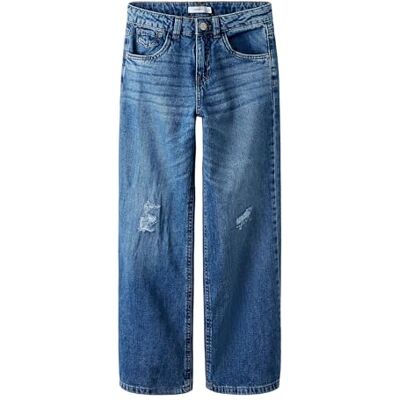 NAME IT Mädchen Nkfrose Hw Wide 1411-te Noos Weite Jeans, Dark Blue Denim, 134 EU NAME IT Mädchen Nkfrose Hw Wide 1411-te Noos Weite Jeans, Dark Blue Denim, 134 EU