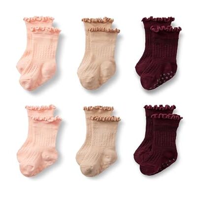 Amazon Essentials x Sofia Grainge Mädchen Socken Mit Rüschenrand, 6 Paar, Bräunen/Burgunderrot/Rosa, 4-5 Jahre Amazon Essentials x Sofia Grainge Mädchen Socken Mit Rüschenrand, 6 Paar, Bräunen/Burgunderrot/Rosa, 4-5 Jahre
