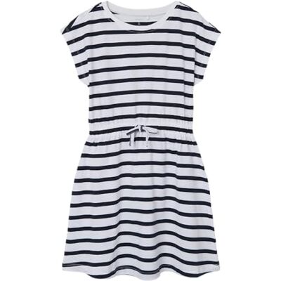 NAME IT Mädchen Nkfmie Ss Dress Noos Kleid, Dark Sapphire/Stripes:y/D Stripes, 152 NAME IT Mädchen Nkfmie Ss Dress Noos Kleid, Dark Sapphire/Stripes:y/D Stripes, 152