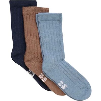 MINYMO Unisex Kinder Wool Rib 3-pack Wolle Socken, Dark Navy, 31-34 EU MINYMO Unisex Kinder Wool Rib 3-pack Wolle Socken, Dark Navy, 31-34 EU