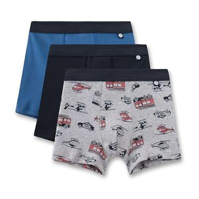 Sanetta Jungen-Hipshorts (Dreierpack) blau, schwarz & grau Einsatzfahrzeuge Hochwertige und nachhaltige Unterhose für Jungen aus Baumwolle. Sanetta Jungen-Hipshorts (Dreierpack) blau, schwarz & grau Einsatzfahrzeuge Hochwertige und nachhaltige Unterhose für Jungen aus Baumwolle.
