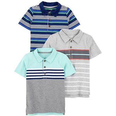 Simple Joys by Carter's Poloshirt, kurzärmlig, für Kleinkinder, Jungen, 3er-Pack ,Gestreift ,US 4T (EU 104–110) Simple Joys by Carter's Poloshirt, kurzärmlig, für Kleinkinder, Jungen, 3er-Pack ,Gestreift ,US 4T (EU 104–110)