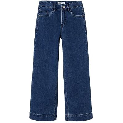 NAME IT Mädchen Nkfrose Hw Wide Jeans 1356-on Noos, Medium Blue Denim, 122 NAME IT Mädchen Nkfrose Hw Wide Jeans 1356-on Noos, Medium Blue Denim, 122