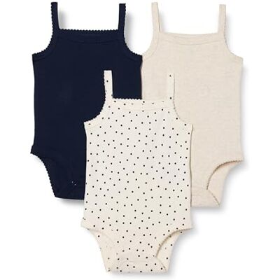 Amazon Essentials Baby Mädchen Ärmellose Bodys, 3er-Pack, Haferbeige Meliert/Marineblau/Punkte, 12 Monate Amazon Essentials Baby Mädchen Ärmellose Bodys, 3er-Pack, Haferbeige Meliert/Marineblau/Punkte, 12 Monate