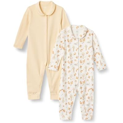 Amazon Essentials x Sofia Grainge Unisex Baby Fußloser Schlafanzug, 2er-Pack, Blassgelb/Eichhörnchen-Picknick, 0-3 Monate Amazon Essentials x Sofia Grainge Unisex Baby Fußloser Schlafanzug, 2er-Pack, Blassgelb/Eichhörnchen-Picknick, 0-3 Monate