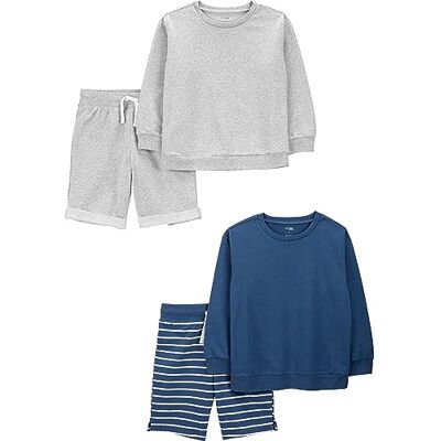 Simple Joys by Carter's Jungen 4-Piece French Terry Long-Sleeve Shirts and Shorts Playwear Set Spielbekleidungssets, Grau/Marineblau, 5-6 Jahre (4er Pack) Simple Joys by Carter's Jungen 4-Piece French Terry Long-Sleeve Shirts and Shorts Playwear Set Spielbekleidungssets, Grau/Marineblau, 5-6 Jahre (4er Pack)