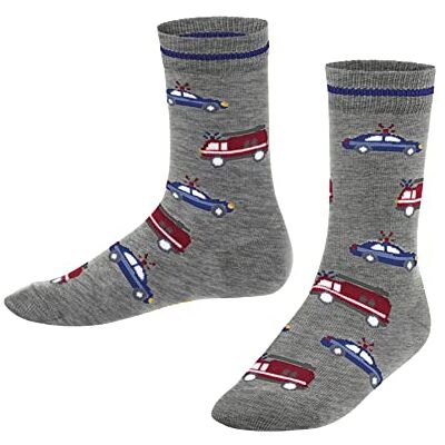 FALKE Unisex Kinder Socken Police and Fire Cars K So Baumwolle gemustert 1 Paar, Grau Light Grey 3400, 35-38 FALKE Unisex Kinder Socken Police and Fire Cars K So Baumwolle gemustert 1 Paar, Grau Light Grey 3400, 35-38